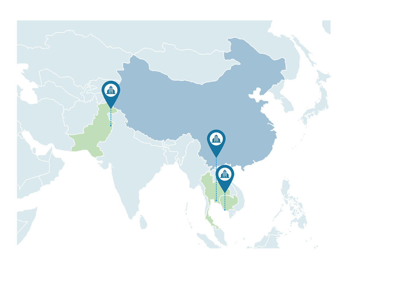 World map showing China’s first three state-owned enterprise outside of China
