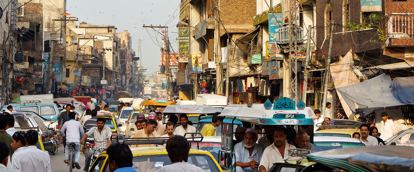 Busy city street in Pakistan