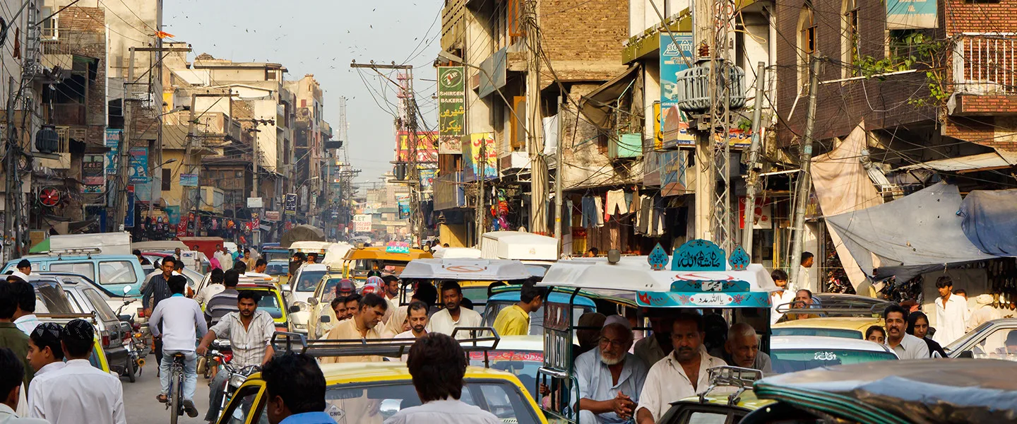 Busy city street in Pakistan
