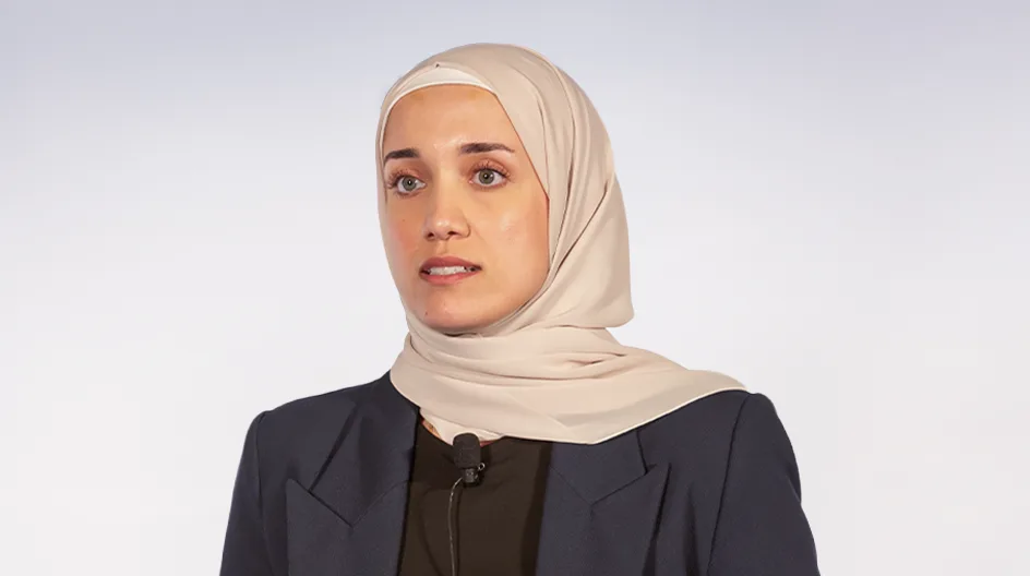 A woman talking