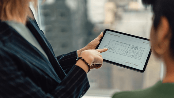 Floor plans on an iPad powered by AI capabilities.