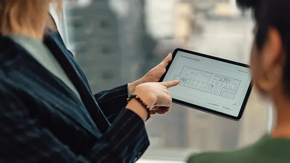 Floor plans on an iPad powered by AI capabilities.