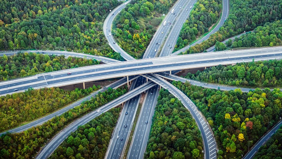 aerial image of interconnecting highways