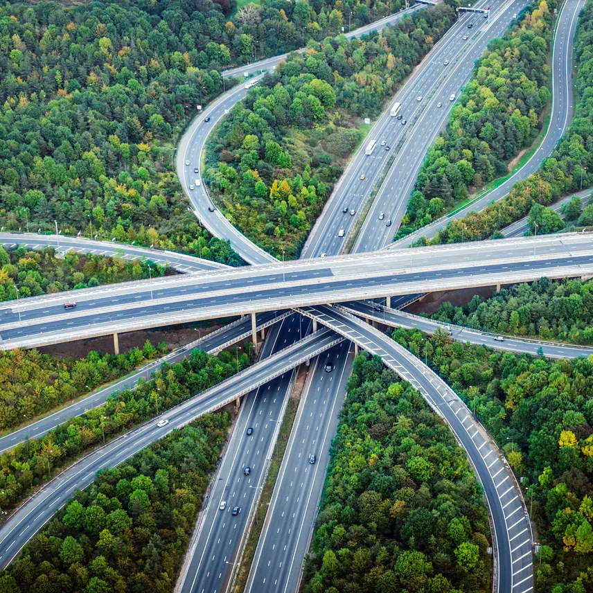 aerial image of interconnecting highways
