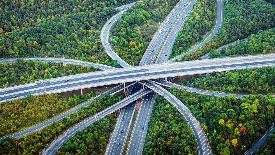 aerial image of interconnecting highways