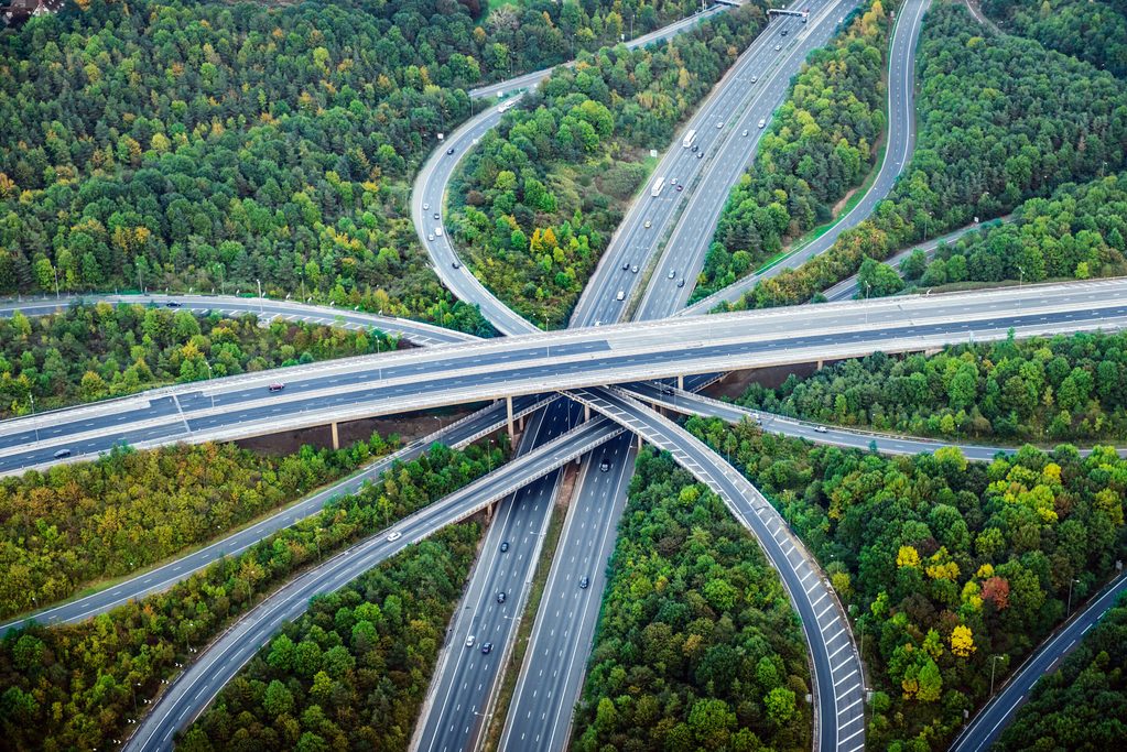 aerial image of interconnecting highways