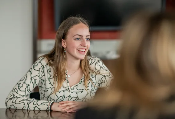 A person sitting at a table