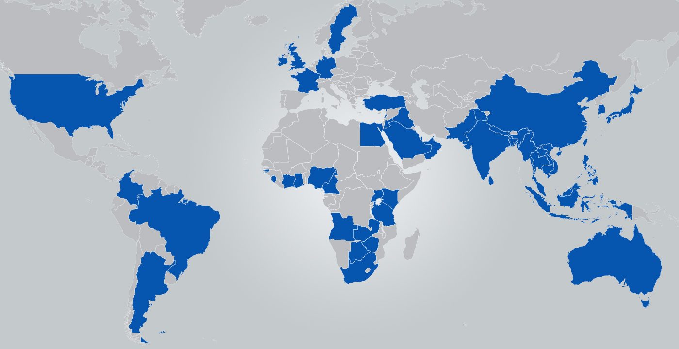 Map illustrating where Standard Chartered operates
