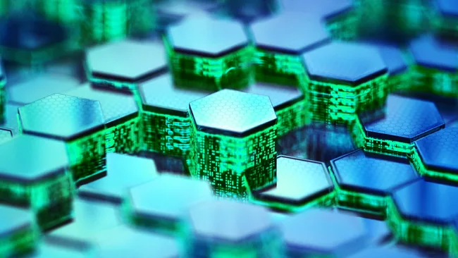 image of stacked hexagon microchips