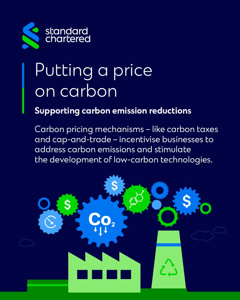 illustrated infographic on carbon emission reductions
