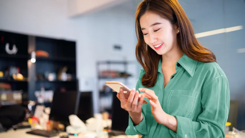woman with phone
