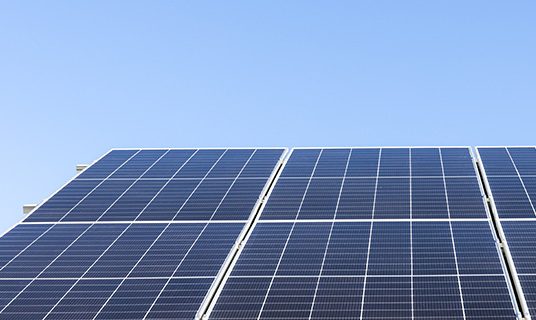 Solar panels under the sun.