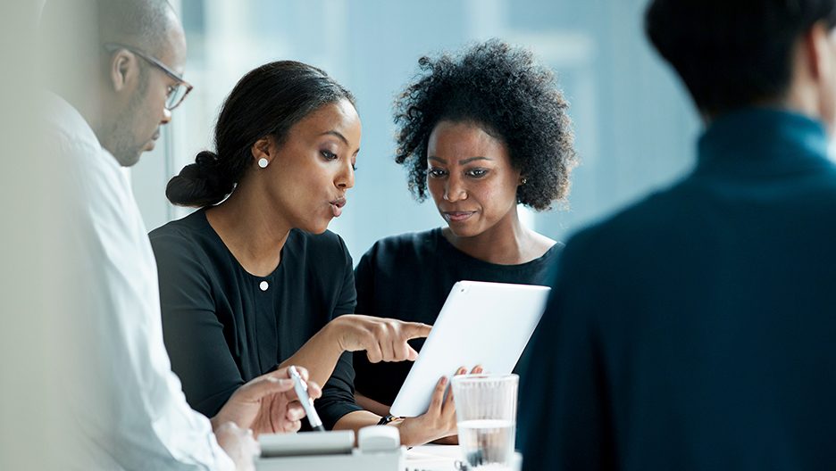 A group of people are talking