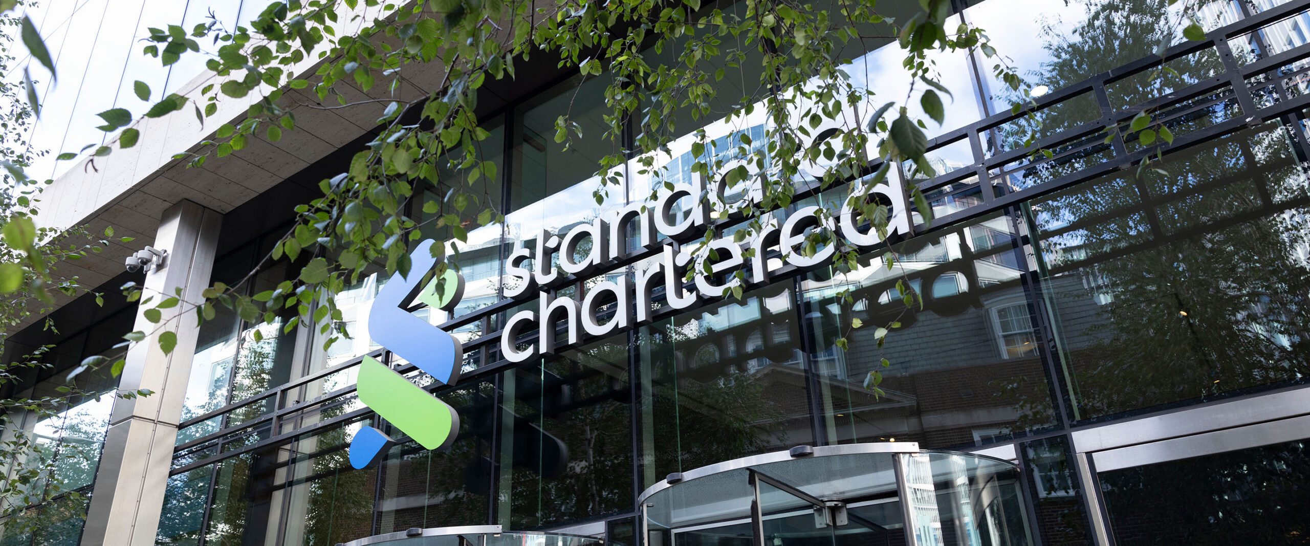 Standard Chartered’s London HQ with the Bank’s logo.
