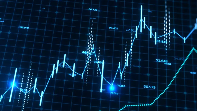 Share price graph on screen