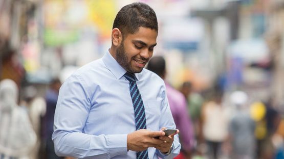Customer using mobile app
