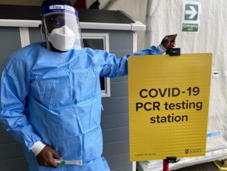 Jamel at COVID-19 testing station