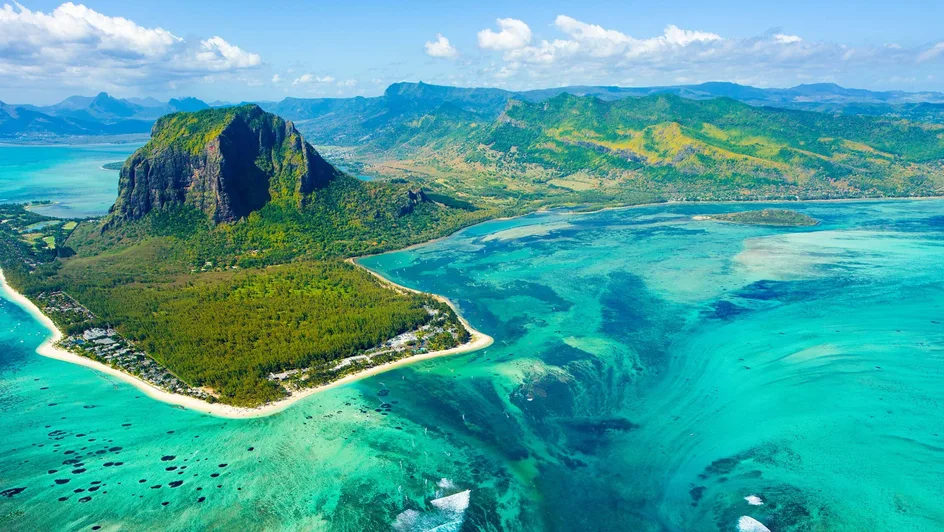 The coastline of Mauritius.