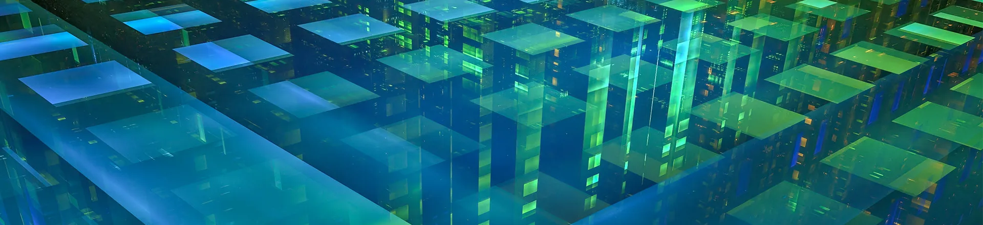Abstract blocks symbolise the interoperability of tokenised assets.