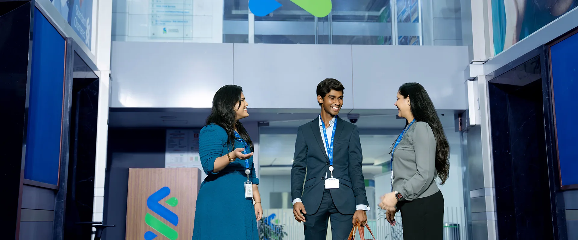A group of colleagues speaking