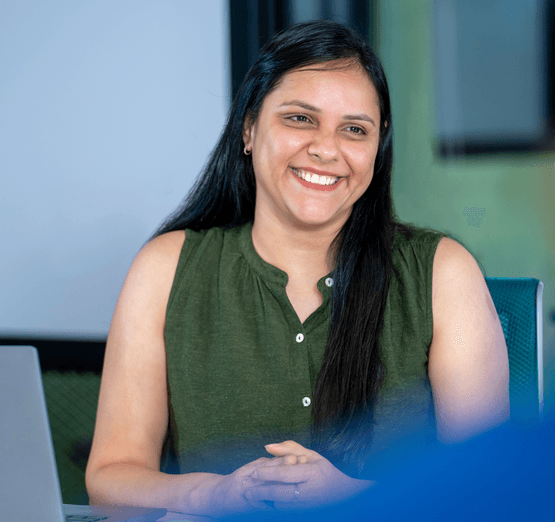 Employee smiling in the office