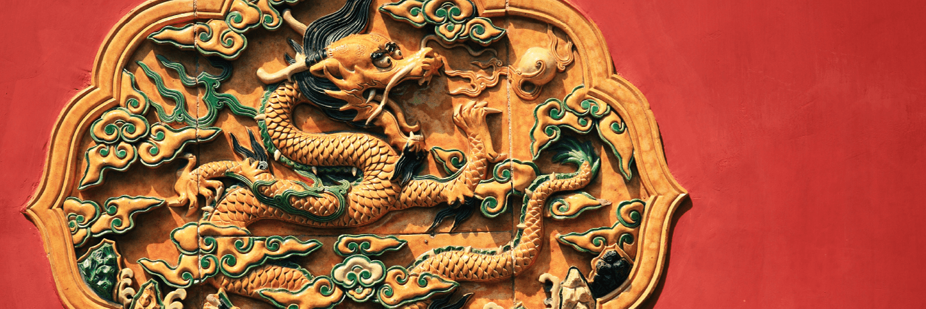 Orange and green dragon tiles