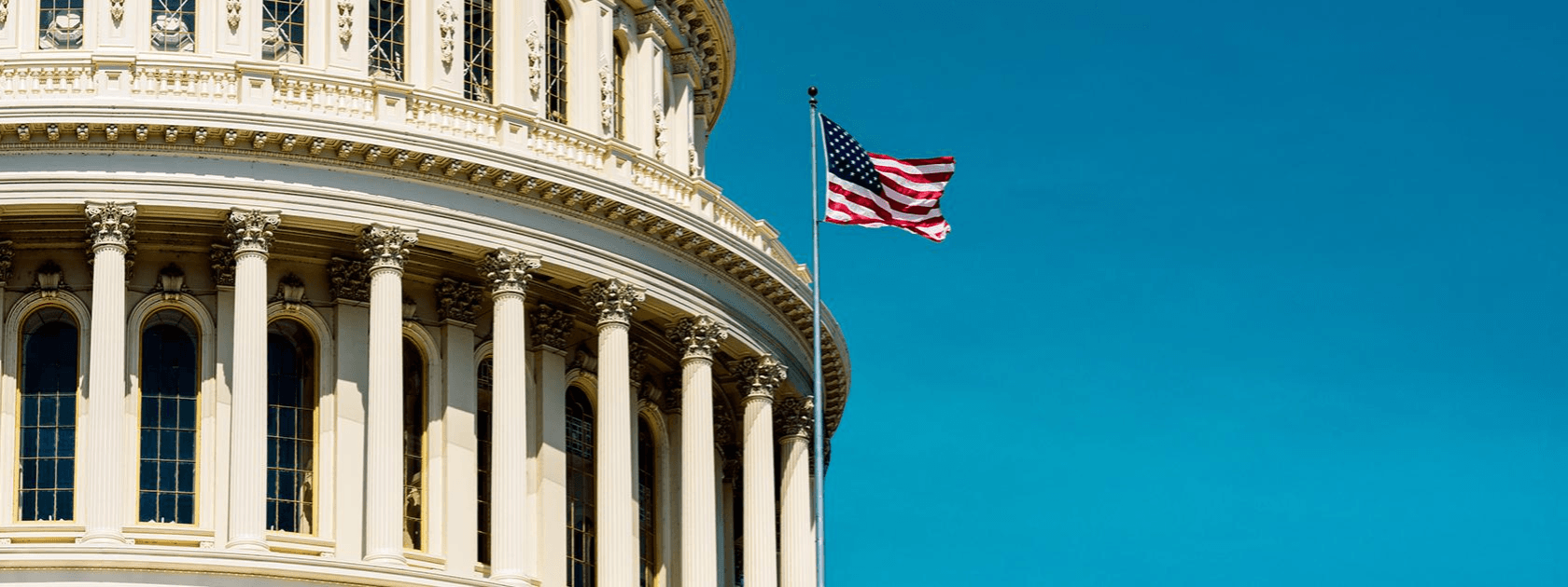 USA Flag in front of building