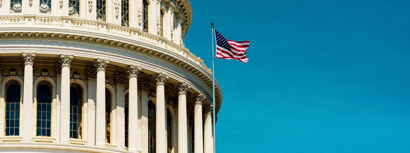 USA Flag in front of building