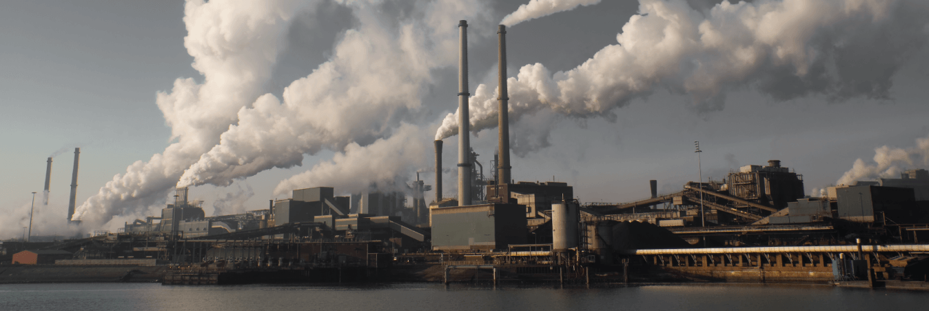 factories giving off steam