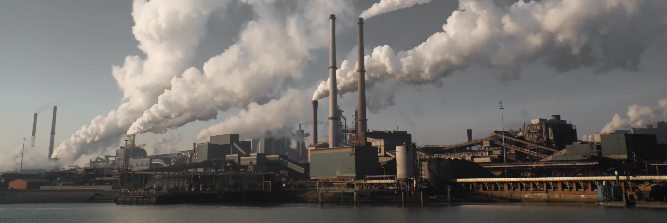 factories giving off steam
