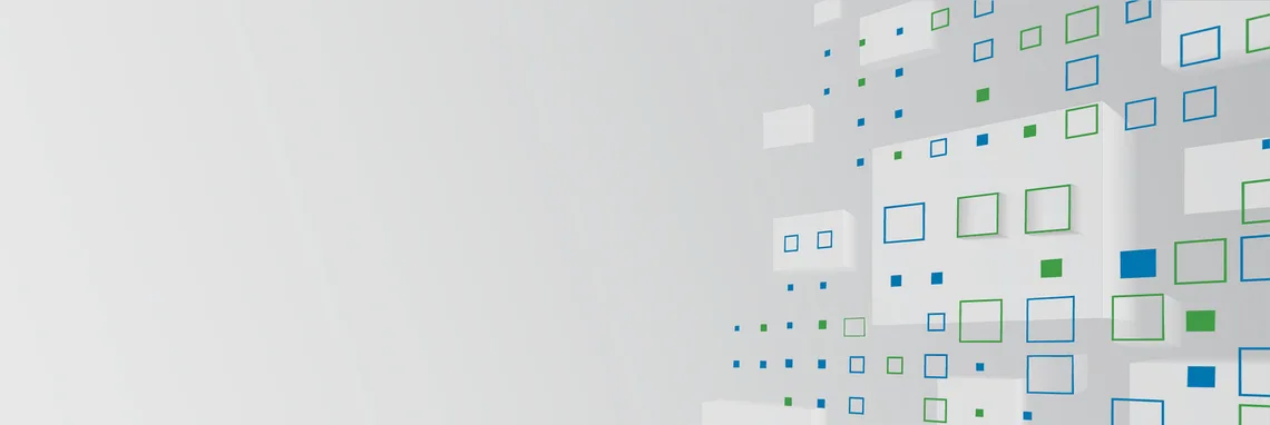 White background with blue squares