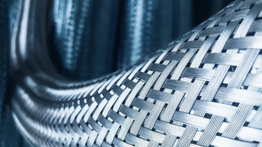 Close-up of woven metal structure