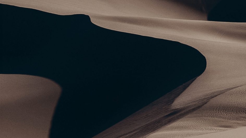 An aerial view of sand dunes