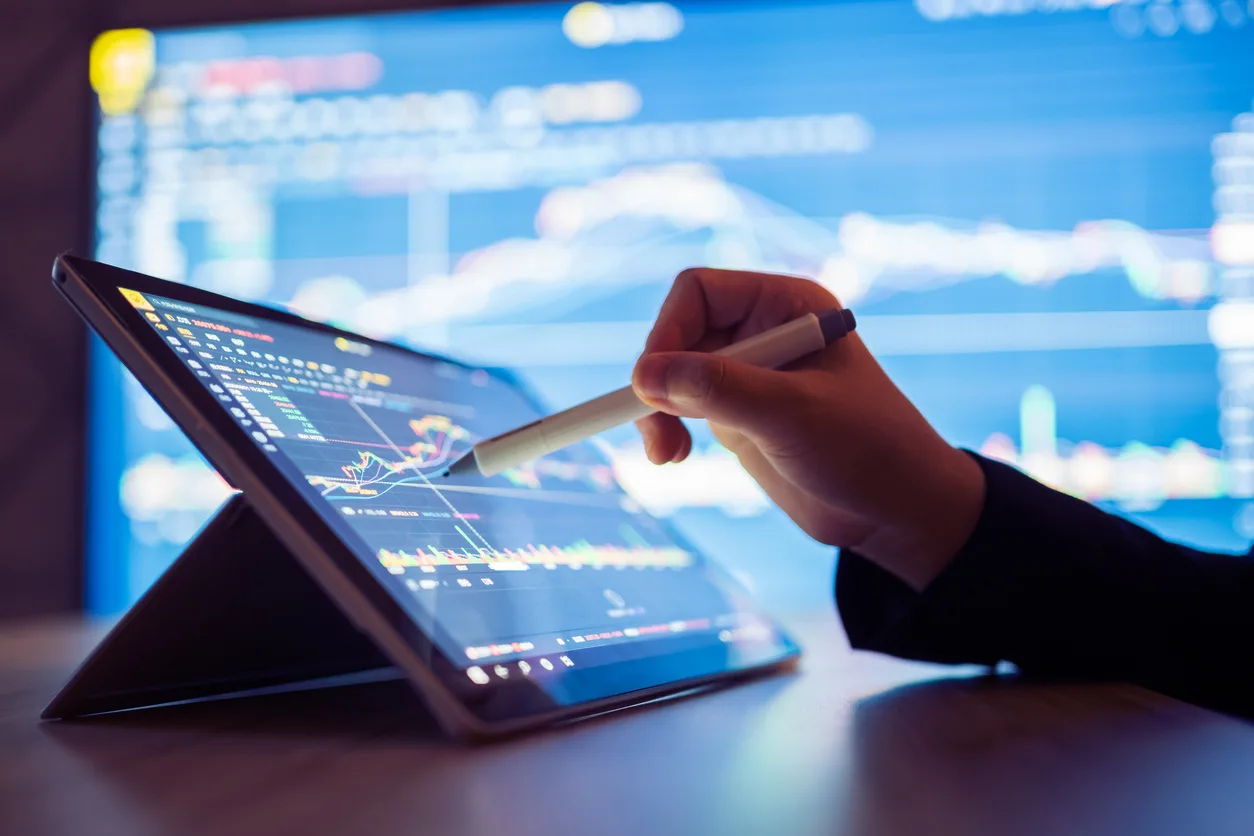 Financial data on a tablet