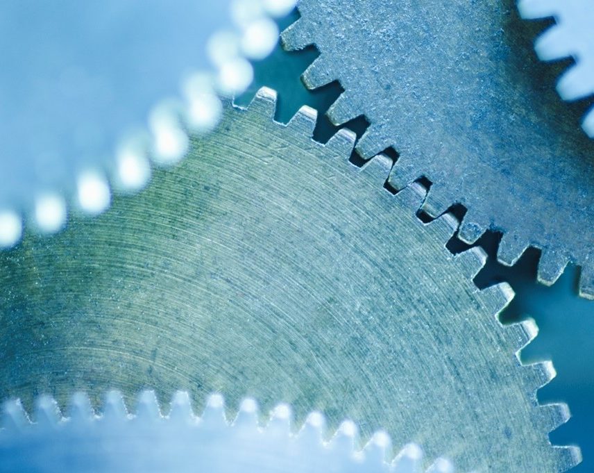 Closeup of a machine gear