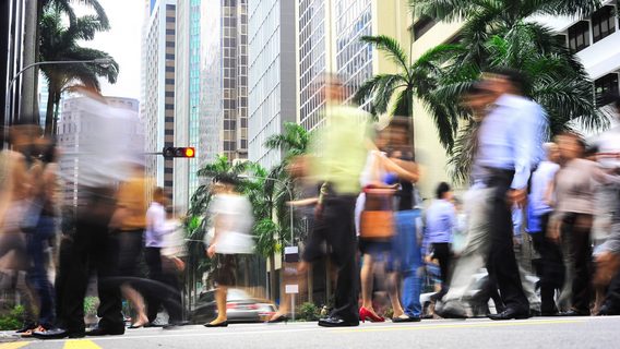 people crossing street