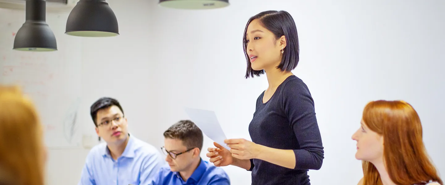 Woman talking in meeting