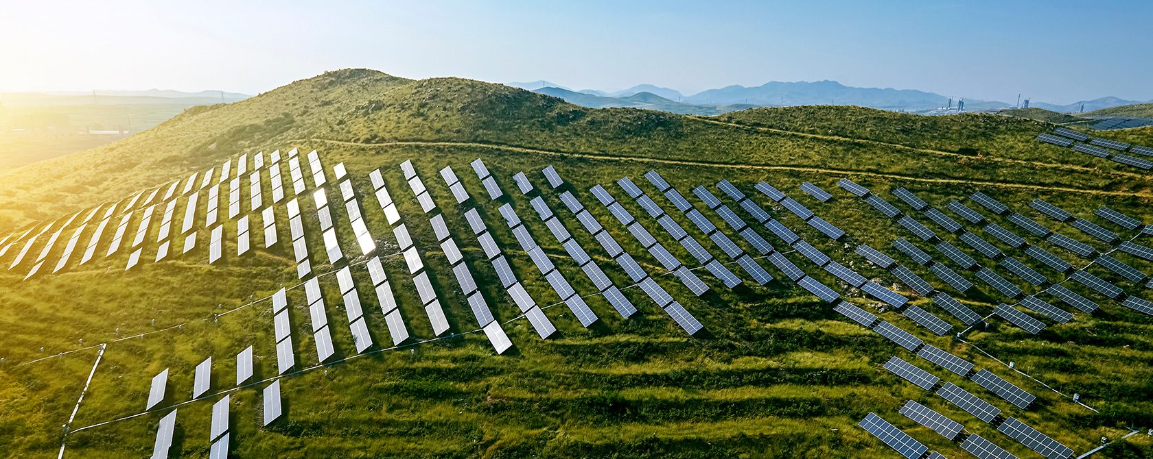 A field with solar panels