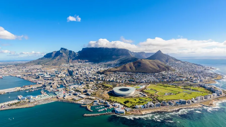 Arial view of Cape Town, South Africa