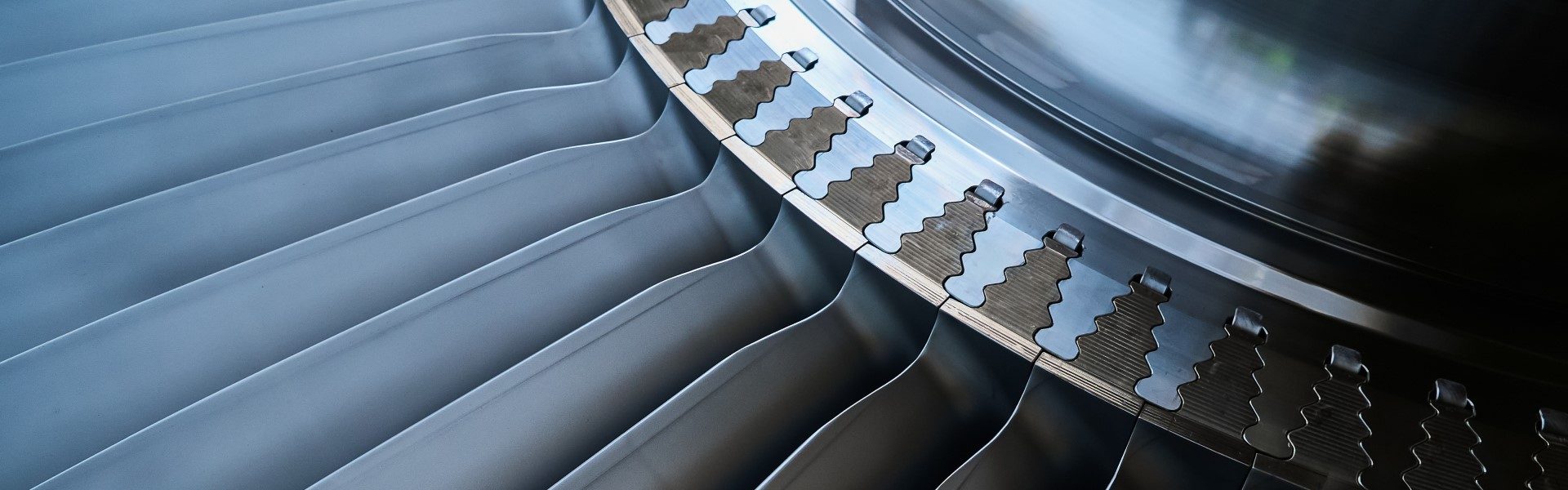 close-up image of turbine blades