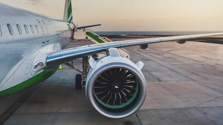 closeup on a plane