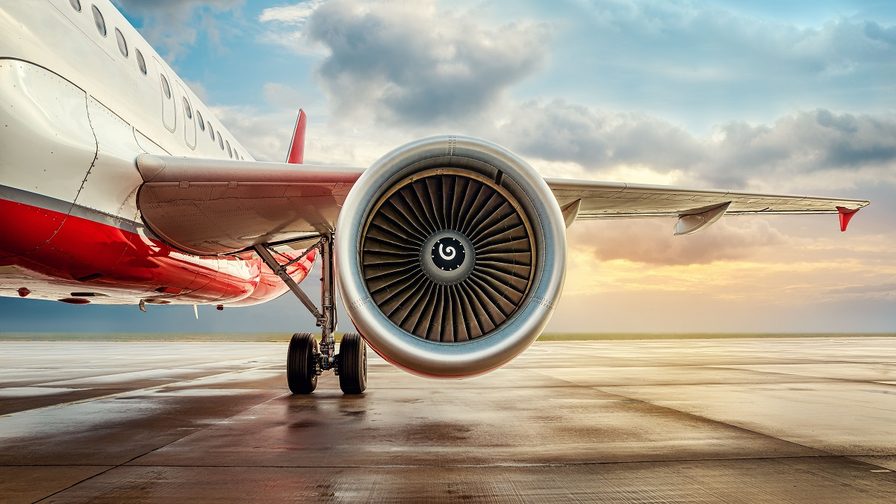 image of an airline wing and turbine
