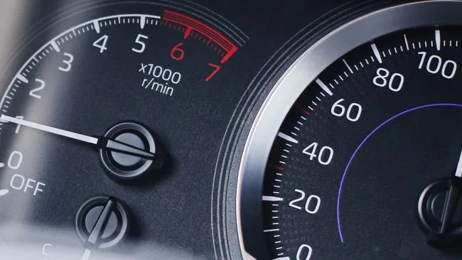 close up of car odometer