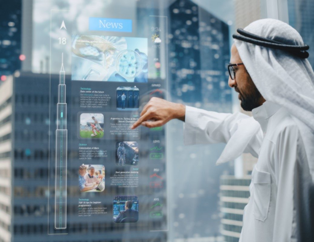 image of gentleman scrolling through digital interface