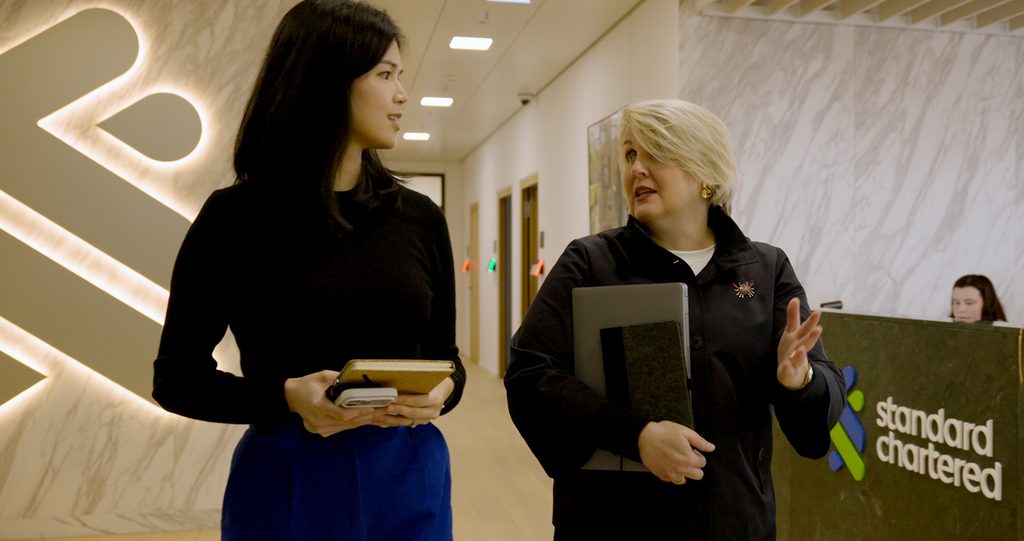 Sonia interacting with clients