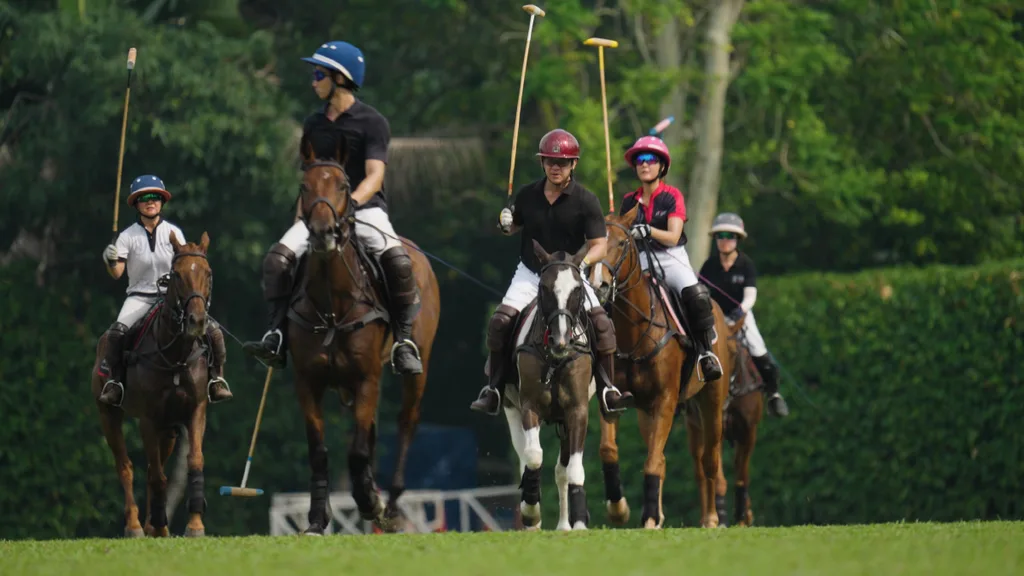 A group of riders on horses