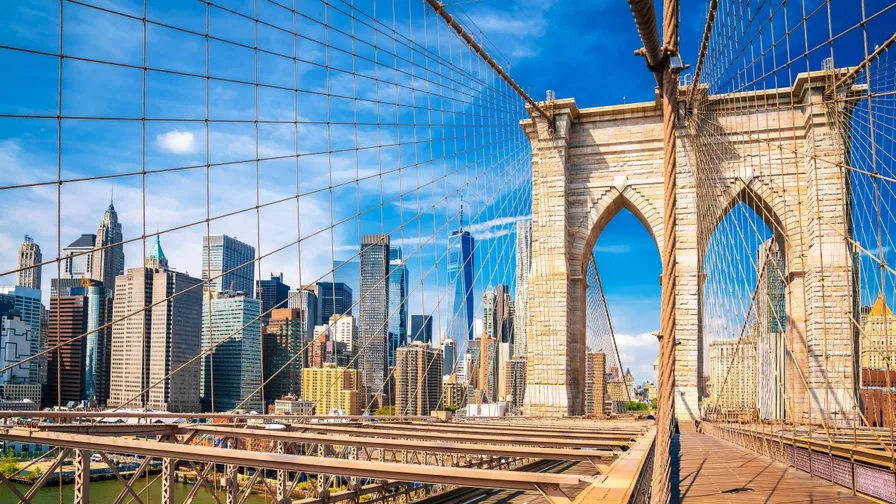 Brooklyn bridge overlooking manhattan