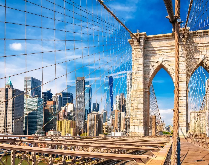 Brooklyn bridge overlooking manhattan