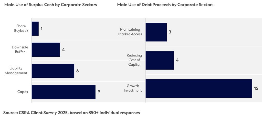 graph showing comparison of surplus cash and debt proceeds