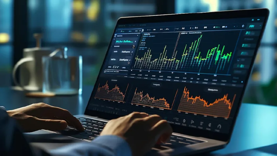 Image of stock market data on Laptop